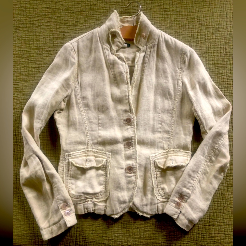 J Crew vintage linen jacket M EUC - iconic!